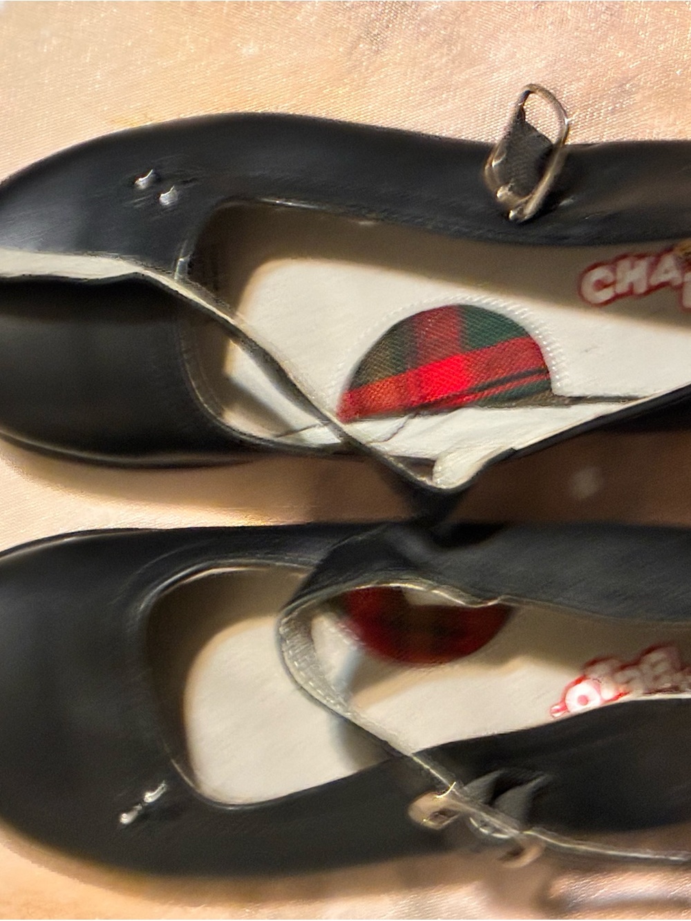 Chabelo girls Black Leather Mary Jane Flats flannel Insole Accent euro 21
